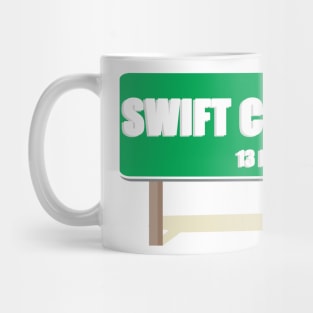 Swift City 13 Mi Road Sign Shadow Text Mug